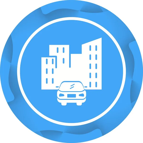 Belo carro na cidade Vector Glyph Icon — Vetor de Stock