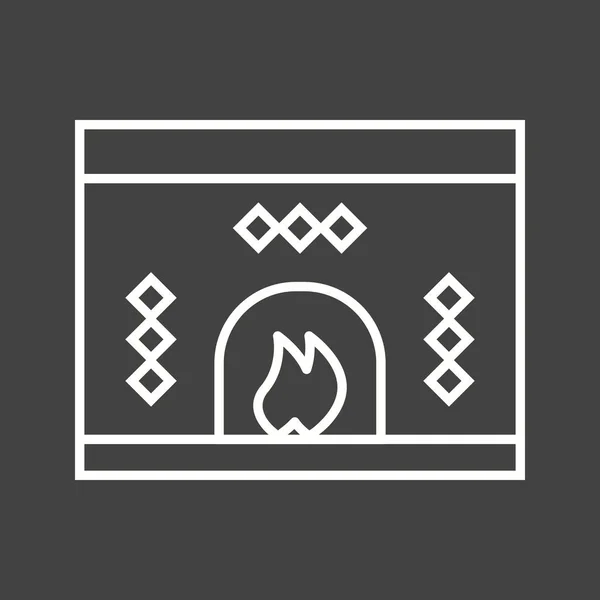 Beautiful Fireplace Line Vector Icon — Stock Vector