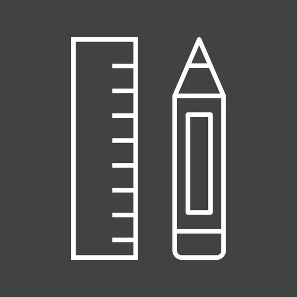 Piękny ołówek i władca linii wektor ikona — Wektor stockowy