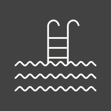 Güzel Yüzme Havuzu Çizgisi Vektörü Simgesi