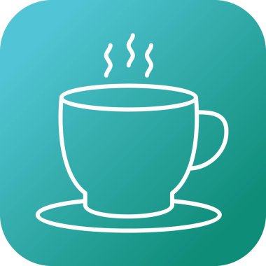 Güzel Çay Kadehi Çizgisi Vektör Simgesi