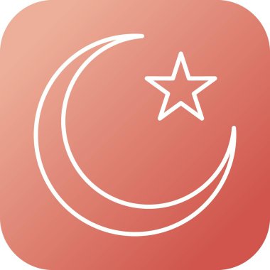 Güzel Ay ve Yıldız Çizgisi Vektör Simgesi