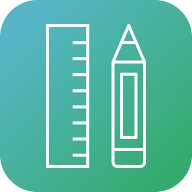 Güzel Kalem ve Cetvel Satır Vektörü Simgesi