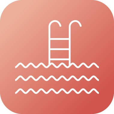 Güzel Yüzme Havuzu Çizgisi Vektörü Simgesi