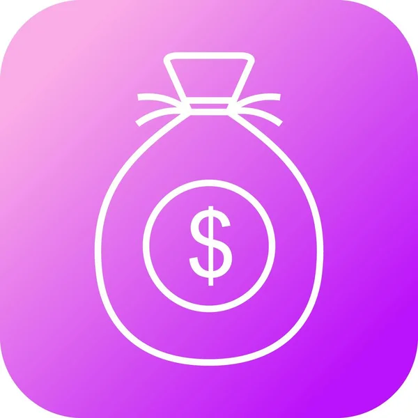 Belle Icône vectorielle de ligne de sac d'argent — Image vectorielle
