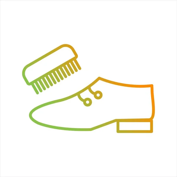 Beautiful Shoe And Brush Line Vector Icon — Stock Vector
