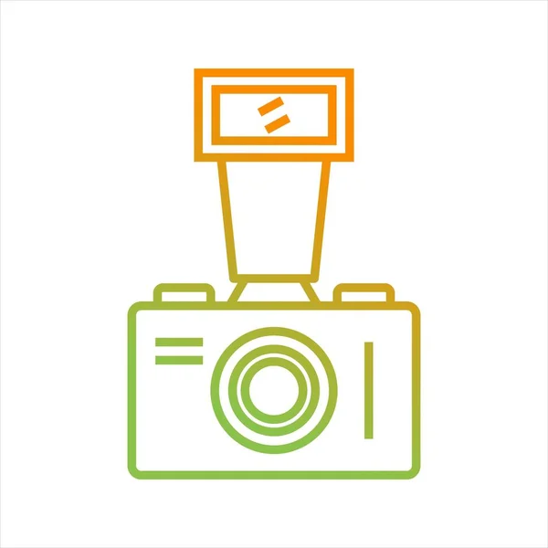 Beautiful Old Video Camera Line Vector Icon — Stock Vector