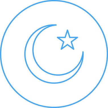 Güzel Ay ve Yıldız Çizgisi Vektör Simgesi