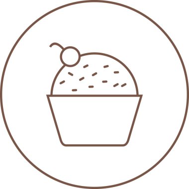 Güzel Kupa Pastası Hattı Vektör Simgesi