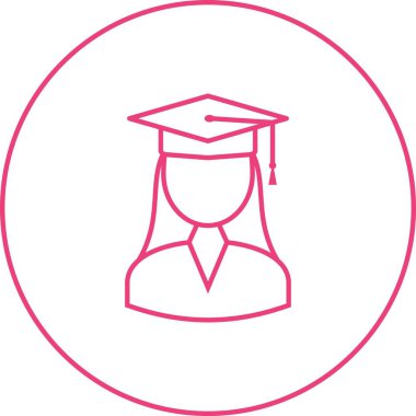 Güzel Bayan Öğrenci Satır Vektörü Simgesi