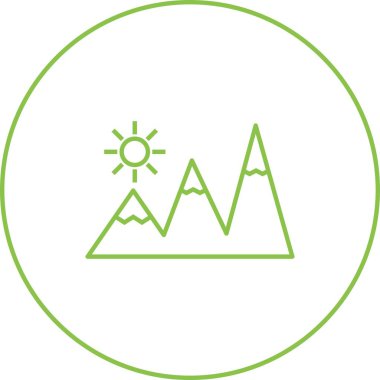 Dağ Çizgisi Vektör Simgesinde Güzel Güneş Işığı