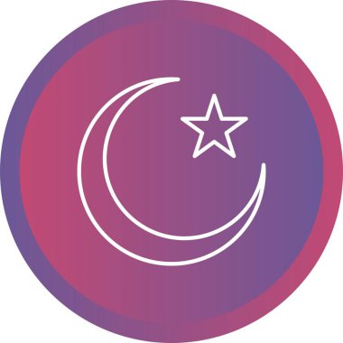 Güzel Ay ve Yıldız Çizgisi Vektör Simgesi