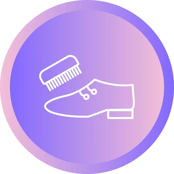 Beautiful Shoe And Brush Line Vector Icon — Stock Vector