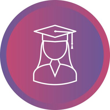 Güzel Bayan Öğrenci Satır Vektörü Simgesi