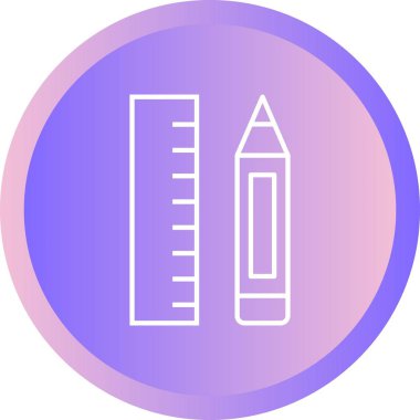 Güzel Kalem ve Cetvel Satır Vektörü Simgesi