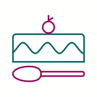 Güzel Küçük Pasta Çizgisi Vektör Simgesi