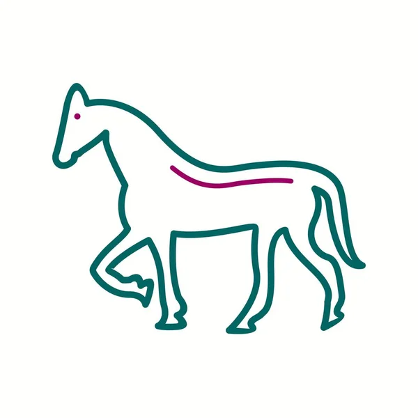 Ikon Vektor Garis Kuda yang Indah - Stok Vektor