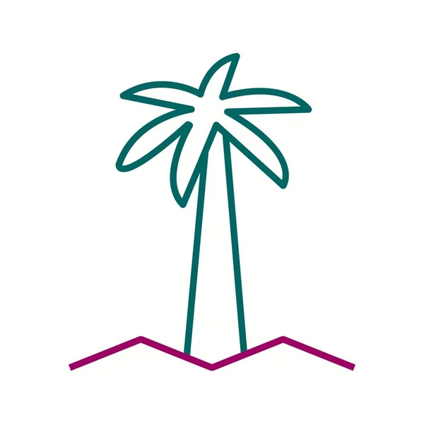 Krásný kokosový strom linie vektor ikona — Stockový vektor