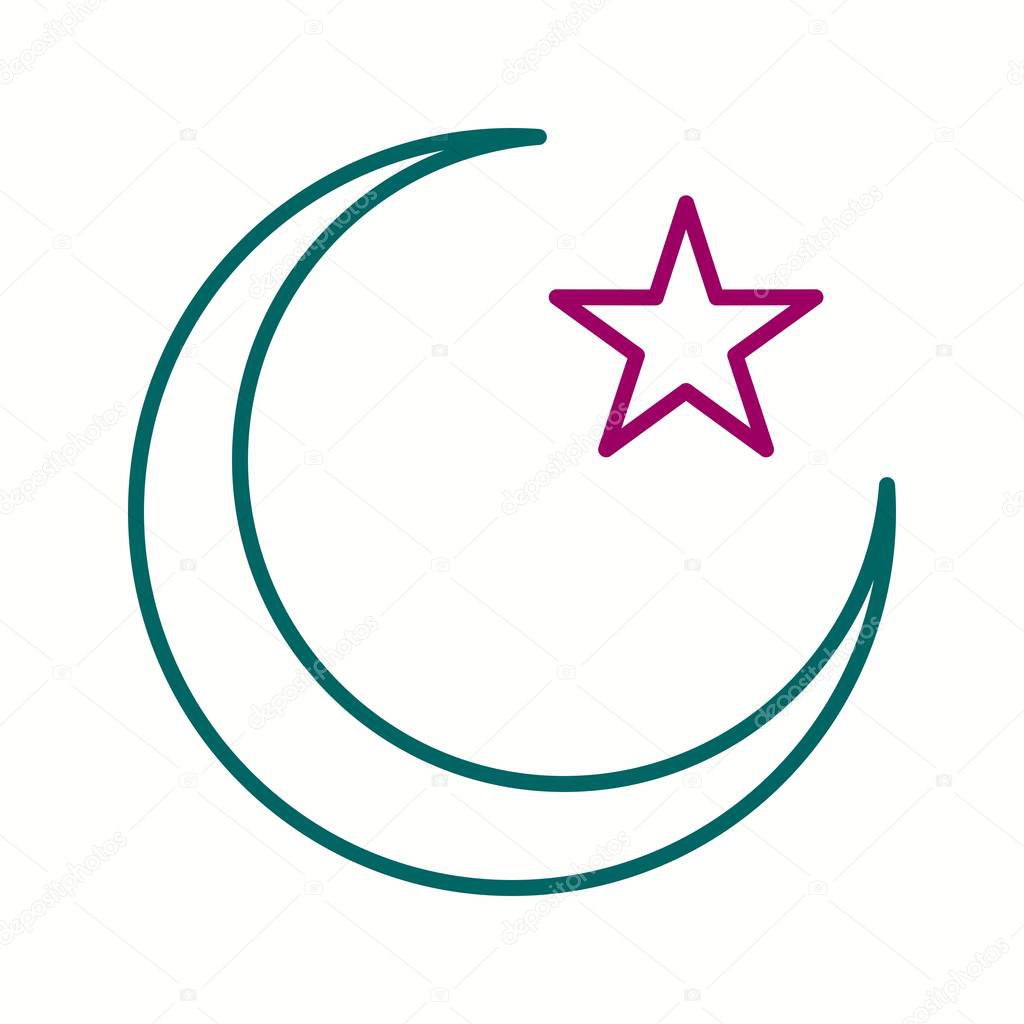 Beautiful Moon and Star Line Vector Icon