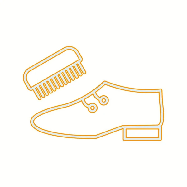 Beautiful Shoe And Brush Line Vector Icon — Stock Vector