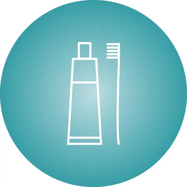 Linda pasta de dentes e escova linha vetor ícone — Vetor de Stock