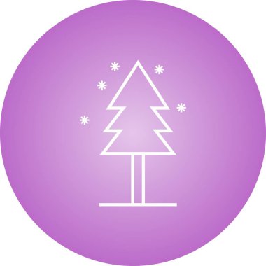 Kar Hattı Vektör Simgesinde Güzel Ağaç