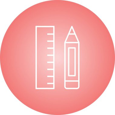 Güzel Kalem ve Cetvel Satır Vektörü Simgesi