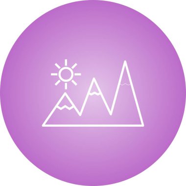 Dağ Çizgisi Vektör Simgesinde Güzel Güneş Işığı