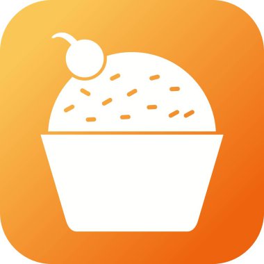 Güzel Cupcake Glyph Vektör Simgesi