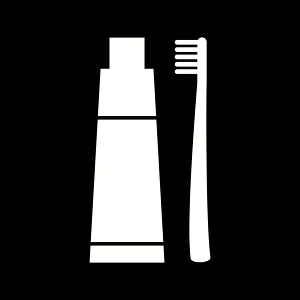 Belle pâte à dents et brosse Glyphe vectoriel Icône — Image vectorielle