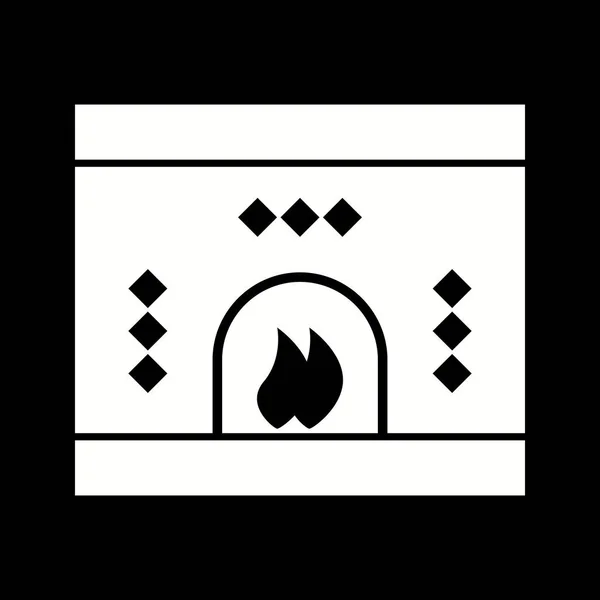 Beautiful Fireplace Glyph Vector Icon — Stock Vector