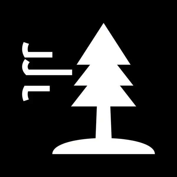 Beautiful Tree In Wind Glyph Vector Icon — ストックベクタ