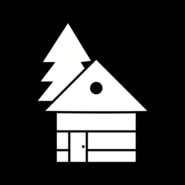Bela casa em árvores Glyph Vector Ícone —  Vetores de Stock