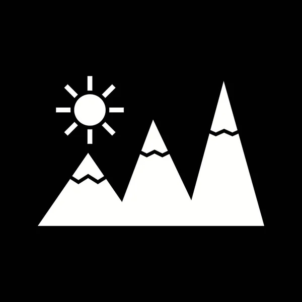 Piękne słońce w górach Glyph wektor ikona — Wektor stockowy