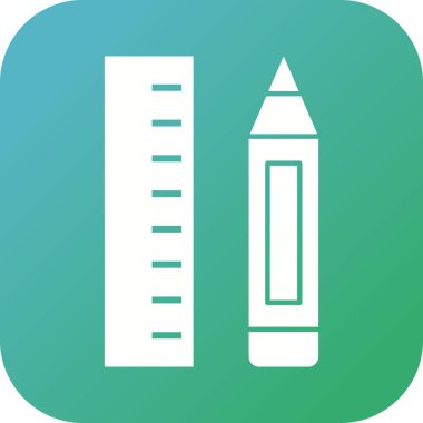 Güzel Kalem ve Cetvel Kabartma Vektör Simgesi