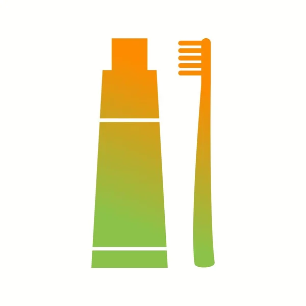Beautiful Tooth paste And Brush Glyph Vector Icon — ストックベクタ