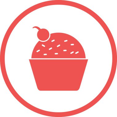Güzel Cupcake Glyph Vektör Simgesi