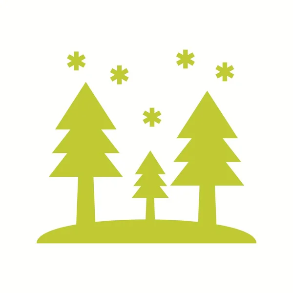 Beautiful Snow In Trees Glyph Vector Icon — Stock Vector