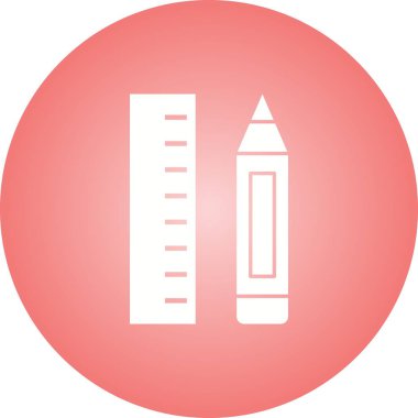 Güzel Kalem ve Cetvel Kabartma Vektör Simgesi