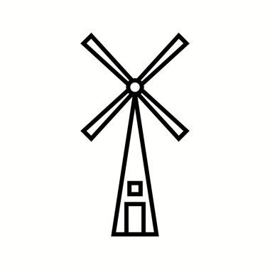 Eşsiz Yel Değirmeni Vektör Hattı Simgesi