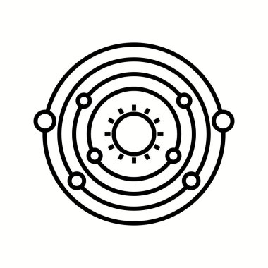 Güneş Vektör Çizgisi Simgesi Yörüngesindeki Benzersiz Gezegen