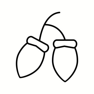 Benzersiz Meşe Palamutları Vektör Çizgisi Simgesi