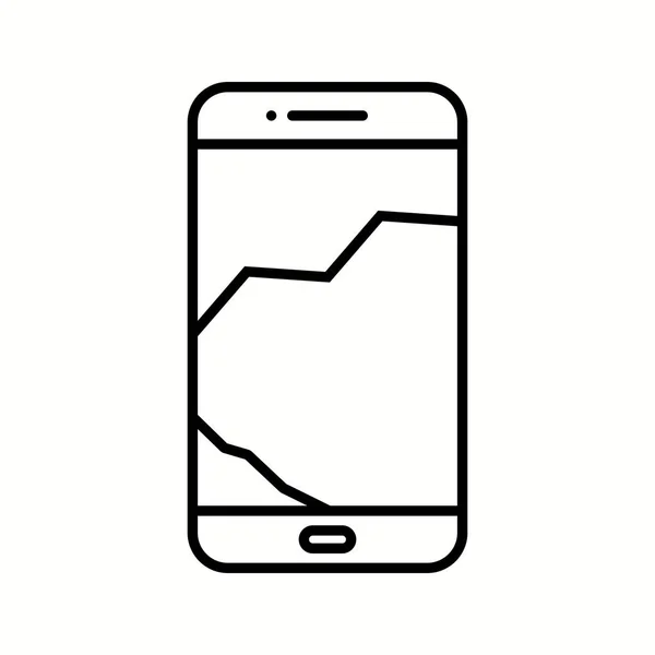 Icône de ligne vectorielle de téléphone cellulaire cassé unique — Image vectorielle