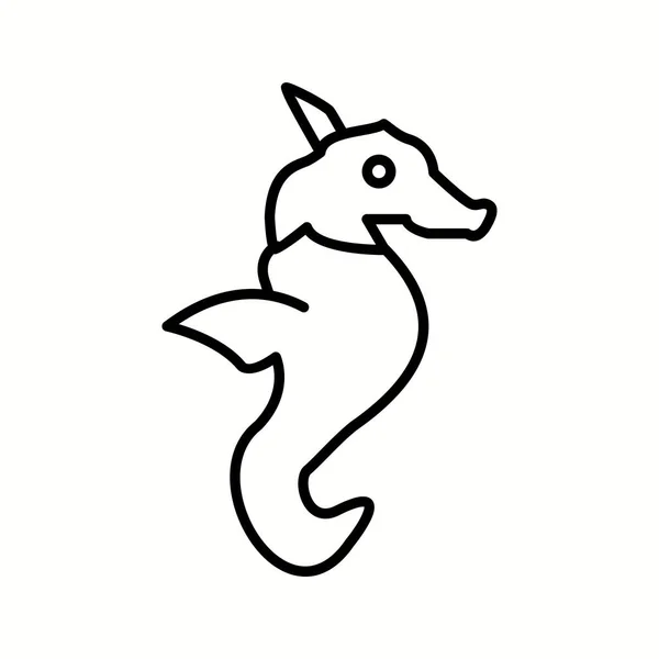 Icono de línea vectorial de caballito de mar único — Vector de stock