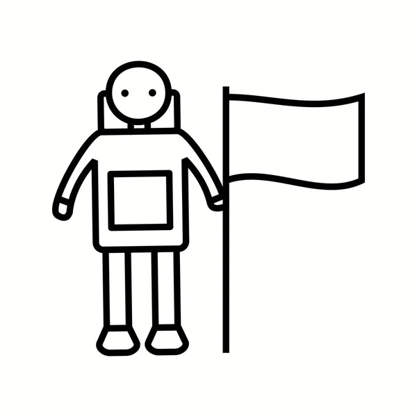 Einzigartiger Mann mit Flag Vector Line Icon — Stockvektor