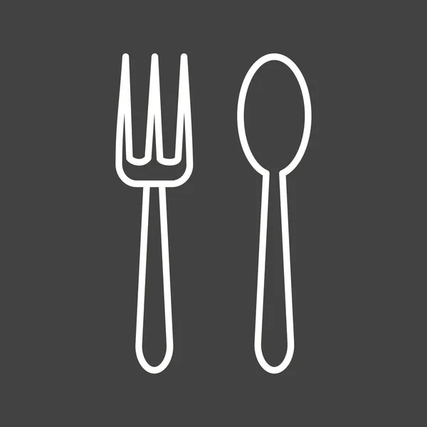 Icona unica della linea vettoriale cucchiaio e forchetta — Vettoriale Stock