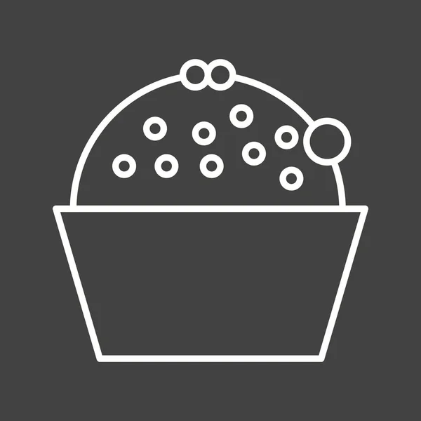 Icona della linea vettoriale della torta della tazza unica — Vettoriale Stock