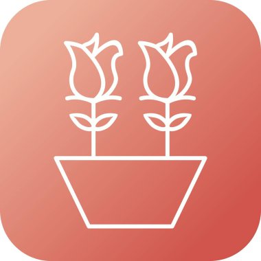 Ot Vektörü Satırı Simgesindeki Benzersiz laleler