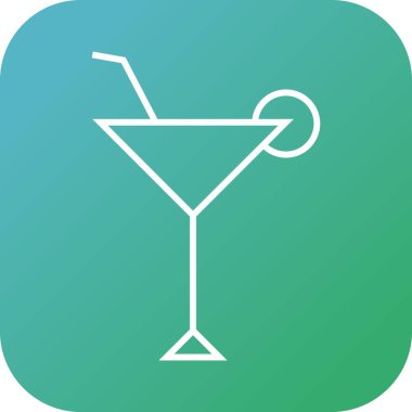 Eşsiz Kokteyl Cam Vektör Satır Simgesi