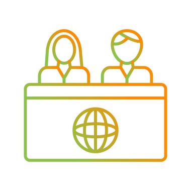 Haber Masasında Eşsiz Sunucular Vektör Satırı Simgesi